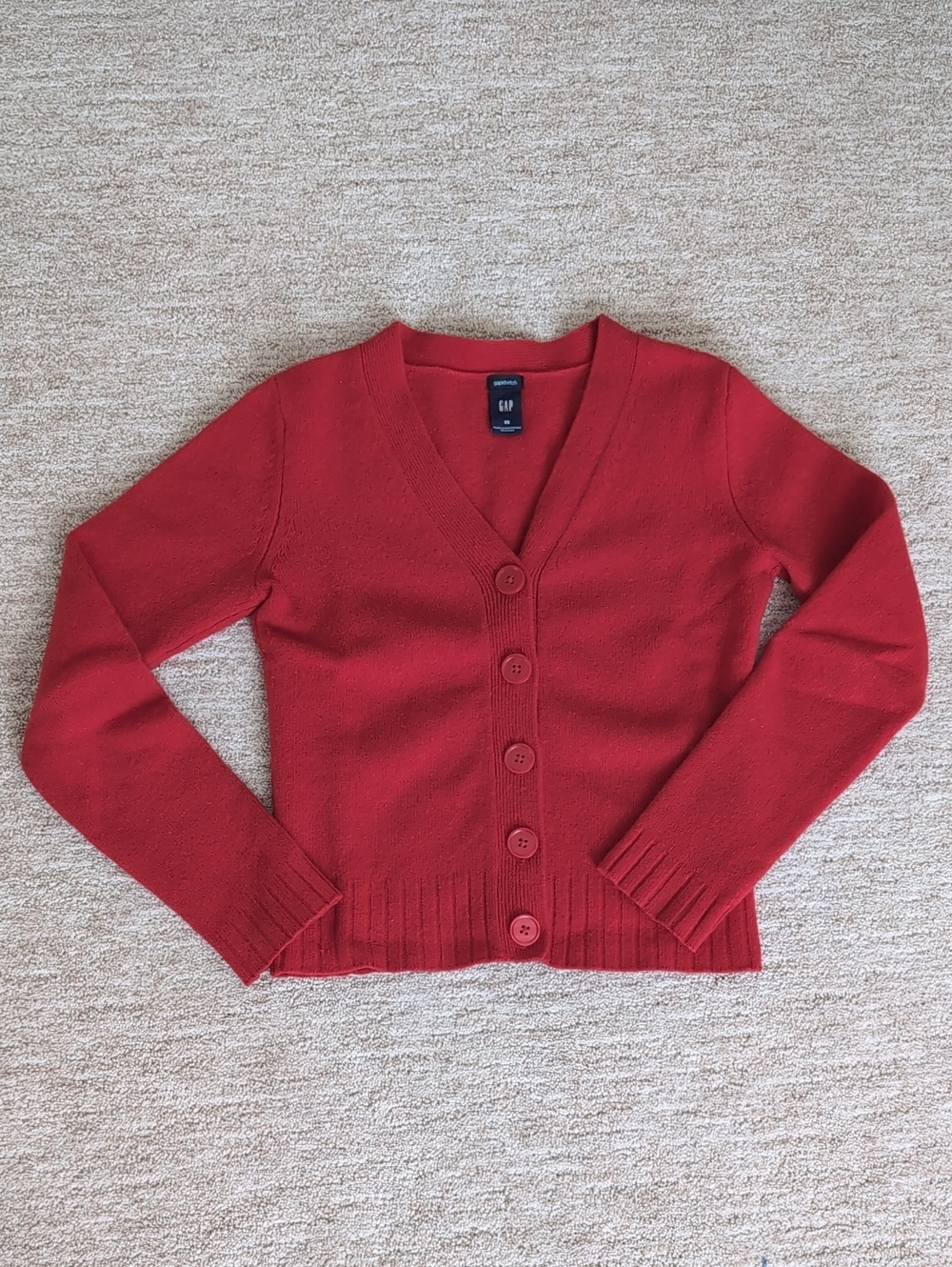 Gap Women's Wool Red Button-Front V-Neck Cardigan Sweater